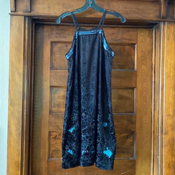 Anthropologie Dresses & Skirts - Anthropologie Black Dress with Teal Sequin Accents